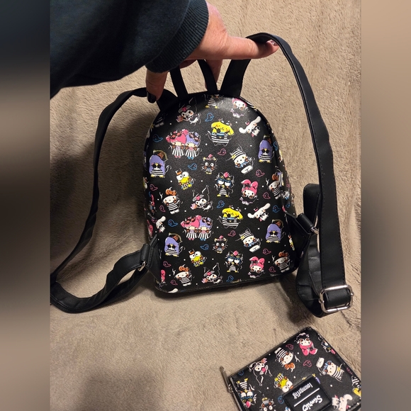 Loungefly Sanrio Backpack and Wallet - Black and Orange Hello Kitty Halloween. - Picture 3 of 5